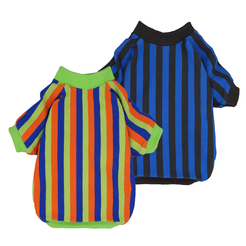 Fitwarm 2-Pack 100% Cotton Striped Dog Shirts for Dog Clothes Puppy T-Shirts Cat Tee Breathable Strechy X-Small Blue-Green - PawsPlanet Australia