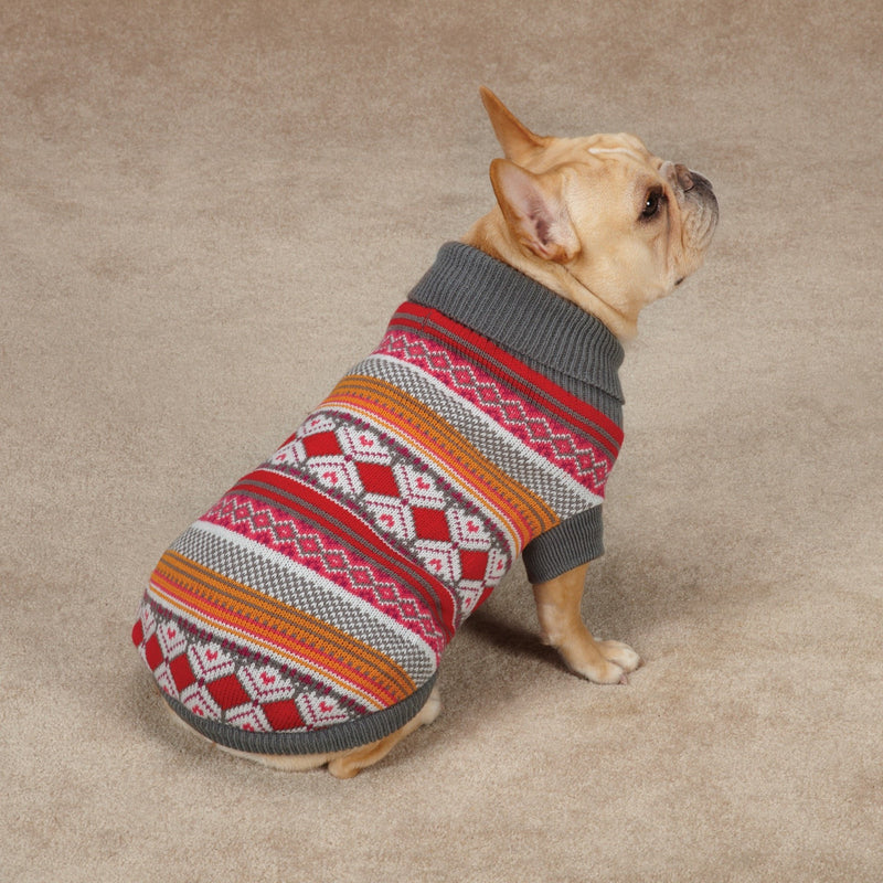 East Side Collection Northern Lights Sweater for Dogs, 8" XXS, Raspberry - PawsPlanet Australia