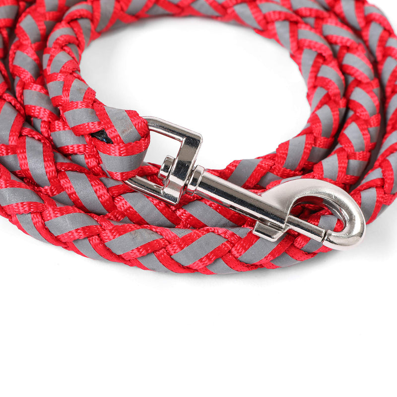 SCM Rope Dog Lead, Reflective Nylon Braided Dog Leash, Heavy Duty Dog Training Lead Leash for Large and Medium Dogs (5 feet/1.5m, 10mm, Red) 10mm*5FT - PawsPlanet Australia