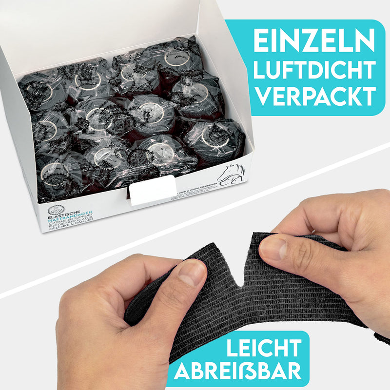 DOG IS KÖNIG® bandage self-adhesive, elastic bandage 12 x 4.7 m self-adhesive bandage, adhesive bandage self-adhesive for people and animals, bandage self-adhesive, fixing bandage self-adhesive 12 rolls (5 cm x 4.7 m) black - PawsPlanet Australia