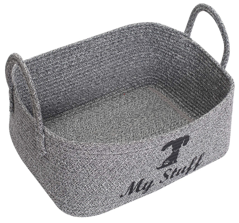 Geyecete Dog Toys Rope weave Basket weave Rope Storage Basket Pet Toy Box Dog basket Storage Basket Basket Dog Toy Storage Basket-Mixed Gray Mixed Gray - PawsPlanet Australia