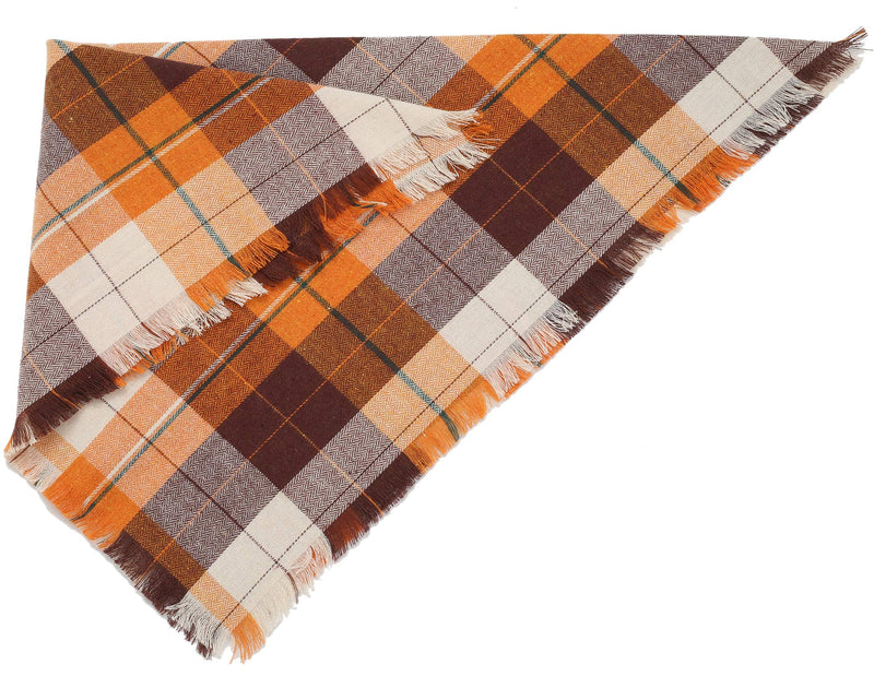 Fall Dog Bandana - Set of 2 Washable Reversible Square Plaid Pet Kerchief Scarf for Halloween Pattern A - PawsPlanet Australia