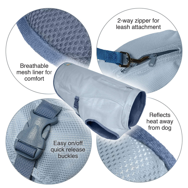 Kurgo Dog Core Cooling Vest, Evaporative Cooling Jacket for Dogs, Lightweight, Reflective, Small-Icy Blue/Storm Blue - PawsPlanet Australia