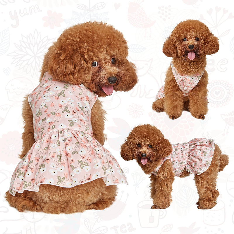 2 Pieces Dog Dress Dog Tutu Princess Dresses for Girl Small Dogs Lovely Summer Puppy Dress Cute Dog Dress for Pet Clothes Birthday Party Flower Dog Dress Shirt Vest Sundress Puppy Clothes Small (2 Count) Blue Pink Dress - PawsPlanet Australia