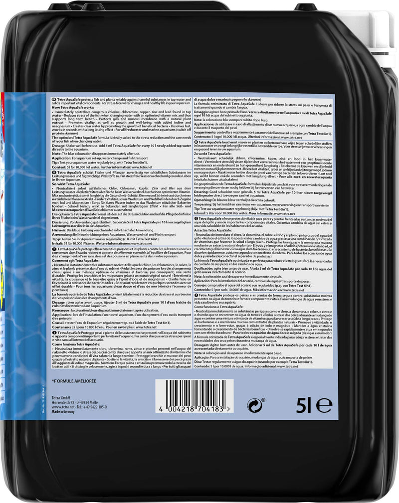 Tetra AquaSafe, to Turn Tap Water into Safe and Healthy Water for Fish and Plants, 5 Litre 5 l (Pack of 1) - PawsPlanet Australia