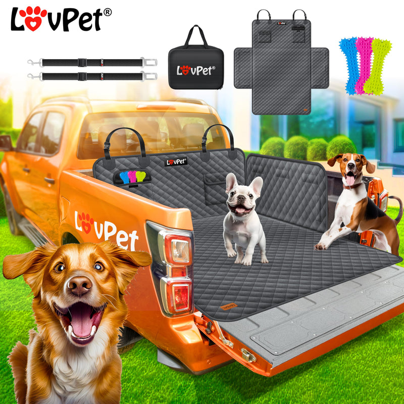 Lovpet boot protector with side and loading sill protection dog blanket for car back seat with viewing window & accessories dog car blanket premium - waterproof, scratch-resistant & universally applicable, anthracite - PawsPlanet Australia