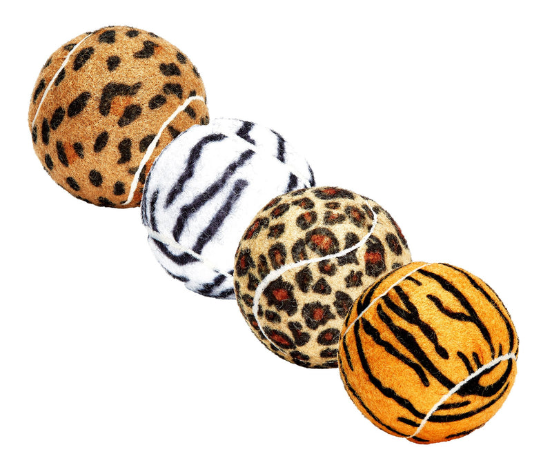 [Australia] - Unique Dog Fetch Squeaker Balls Animal Prints 4 Pack 