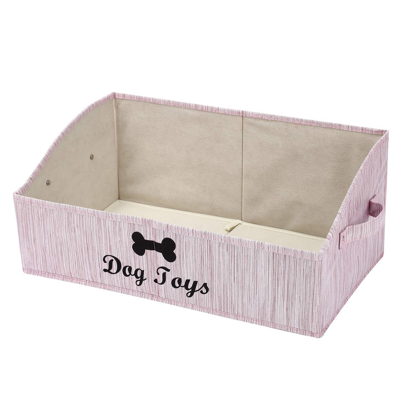 Dog Basket Toy Cat Toy Accessory Storage Bin, Rectangle Box Organizer ,Perfect for Organizing PetToys, Dog Toys ,Basket BambooPink - PawsPlanet Australia