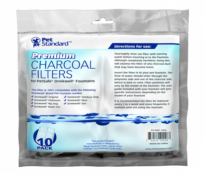 Premium Charcoal Filters for PetSafe Drinkwell Fountains, Pack of 10 - PawsPlanet Australia