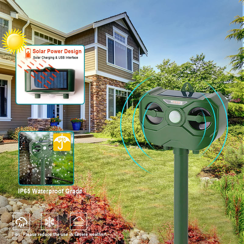 Cat deterrent for garden, IP65 imitates falcon call and alarm sound, ultrasonic solar animal repellent, marten deterrent, charging, waterproof marten repellent for the garden/yard, effective against cats - PawsPlanet Australia