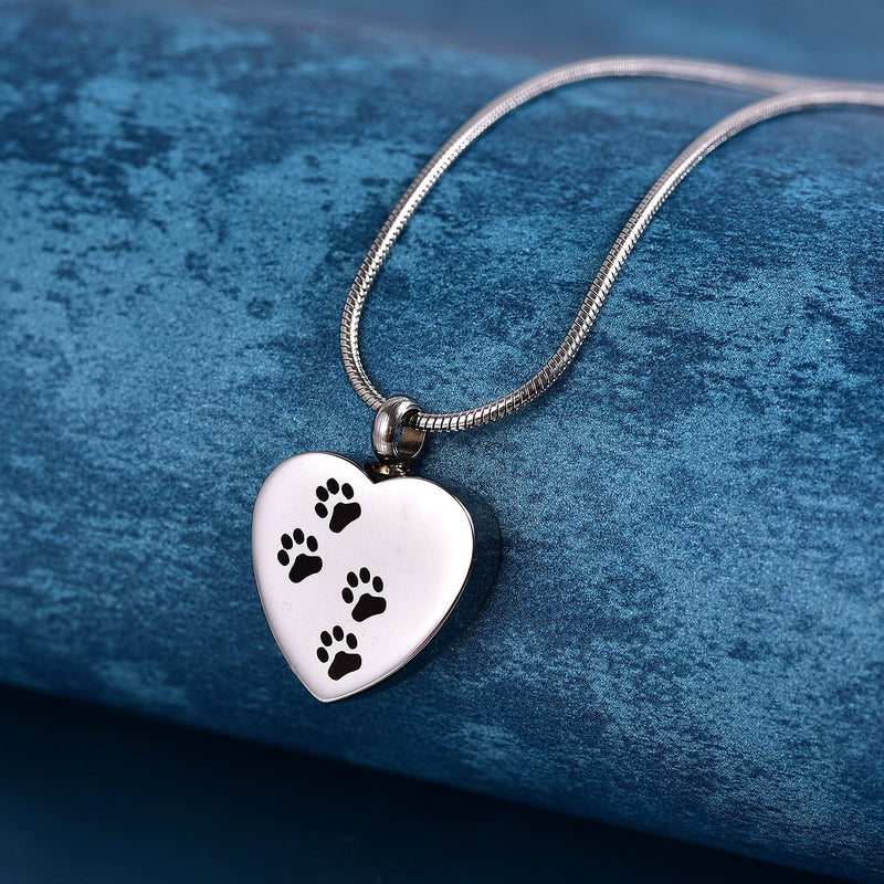 ZCBRISK Stainless Steel Memorial Keepsake Jewelry Pet Paw Urn Necklace Cremation Pendant for Ashes Love Pet 1 - PawsPlanet Australia