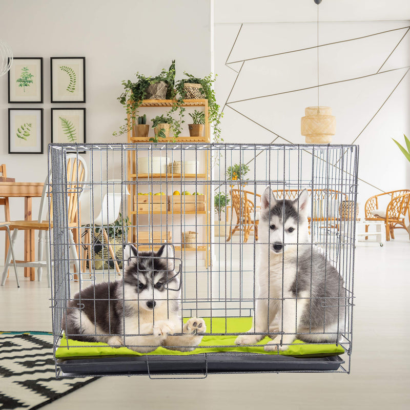 Downtown Pet Supply Two-Toned Waterproof Comfort Crate Mat Beds for Indoor/Outdoor Use in Light and Dark Grey, Blue, Beige, Purple, Pink, and Green with Extra Small, Small, Medium, and Large Sizes X-SMALL (20" x 15") Dark and Light Green - PawsPlanet Australia