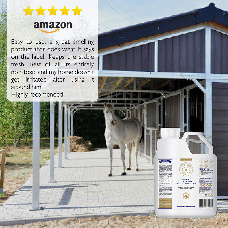 C&G Pets | ORGANIC STABLE & YARD CLEANER 1 LITRE | PLANT DERIVATIVES SAFE AROUND EQUINE | REMOVES UNPLEASANT ODOUR | INSTANT ACTION AGAINST BACTERIA FUNGI AND MOULD - PawsPlanet Australia