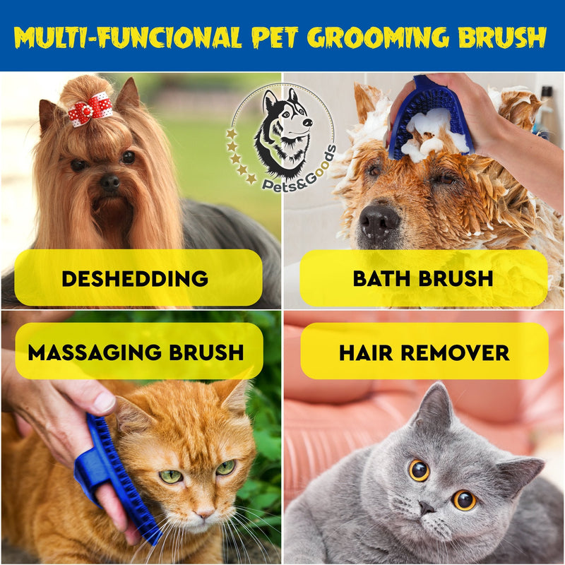 Dog Grooming Brush - Dog Bath Brush - Cat Grooming Brush - Dog Washing Brush - Rubber Dog Brush - Dog Hair Brush - Dog Shedding Brush - Pet Shampoo Brush for Dogs and Cats with Short or Long Hair Basic - PawsPlanet Australia