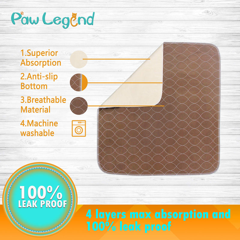 [Australia] - Paw Legend Waterproof Reusable Dog Pee Pads Super Absorbent (2 Pack) - Washable Dog Training Pads | Quality Travel Pee Pads for Dogs | Absorbent and Odor Controlling 18"X24" Brown & Tan 