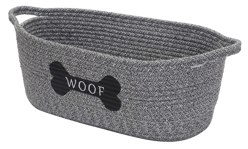 Brabtod Cotton rope dog toy basket storage with handle, puppy toy basket(grey), puppies bed - Perfect for organizing puppy small dogs toys, treats, blankets, leashes, coats -mix gray mix gray - PawsPlanet Australia