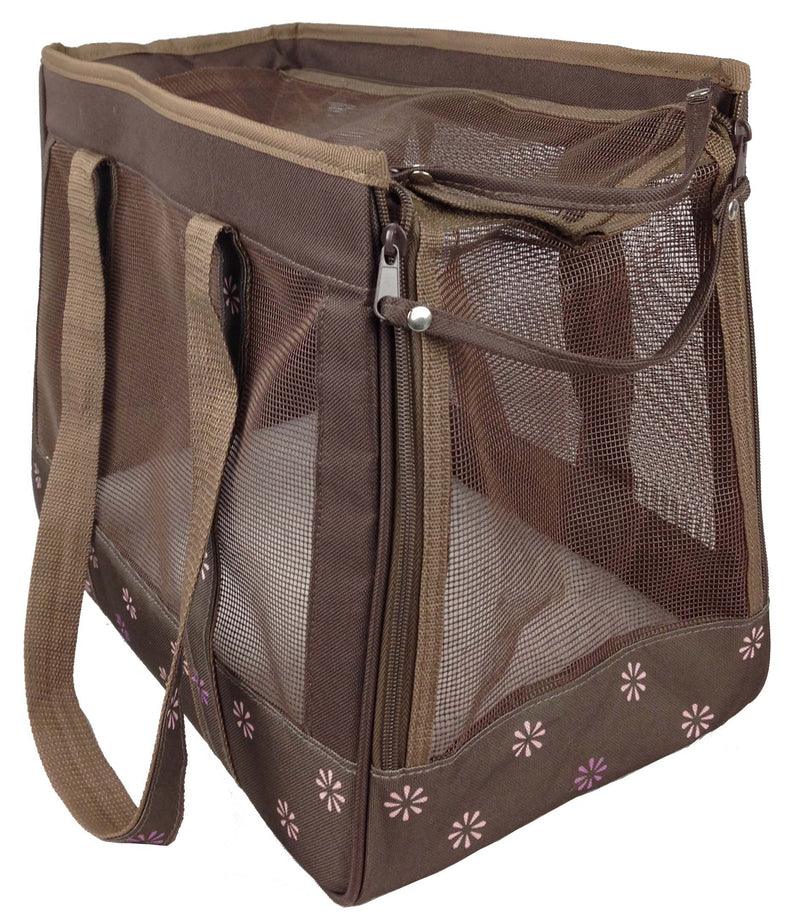 [Australia] - PET LIFE 'Surround View' Posh Collapsible Fashion Designer Pet Dog Carrier, Medium, Mud Brown 