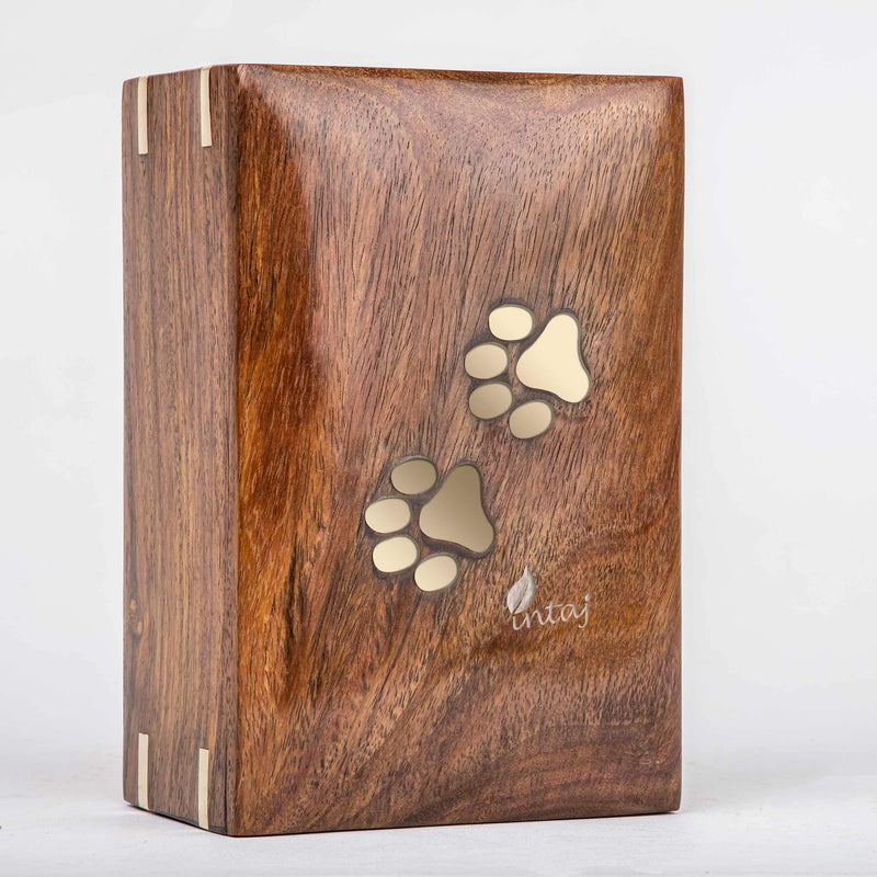 INTAJ Handmade Rosewood Pet Urns for Dogs Ashes, Wooden Urn for Ashes | Handcrafted Urns for Dogs/Cats Pets Ashes | Memorial Keepsake Funeral Urn Box (Two Paws, XS - 5x3x2) Two Paws XS - 5x3x2" - PawsPlanet Australia