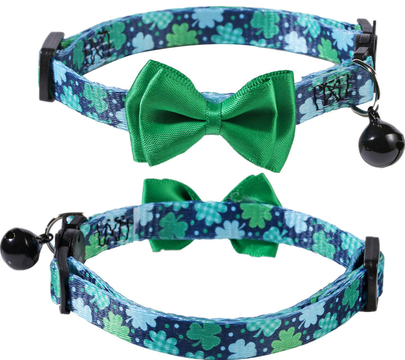 BoomBone 2 Pack Shamrock Cat Collar,Puppy Collar with Bell - PawsPlanet Australia