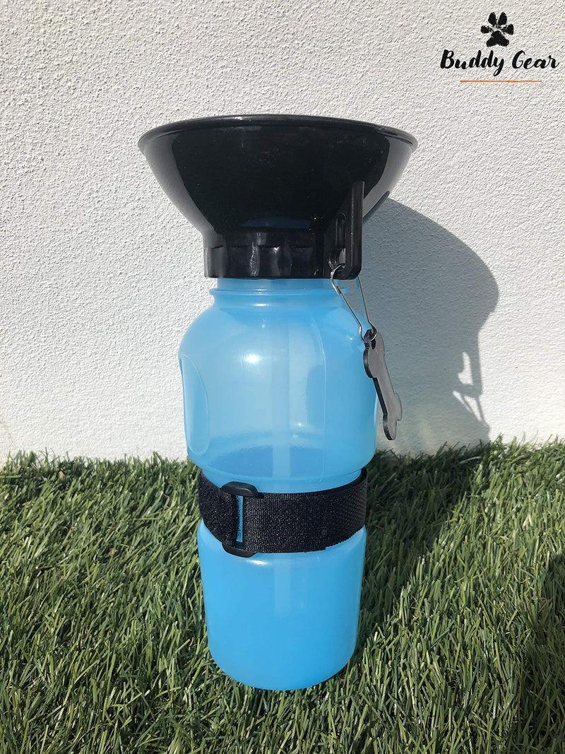 BUDDY GEAR - Travel Water Bowl Portable Dog Water Bottle Easy Carry BPA Free 520ml (Blue) Blue - PawsPlanet Australia