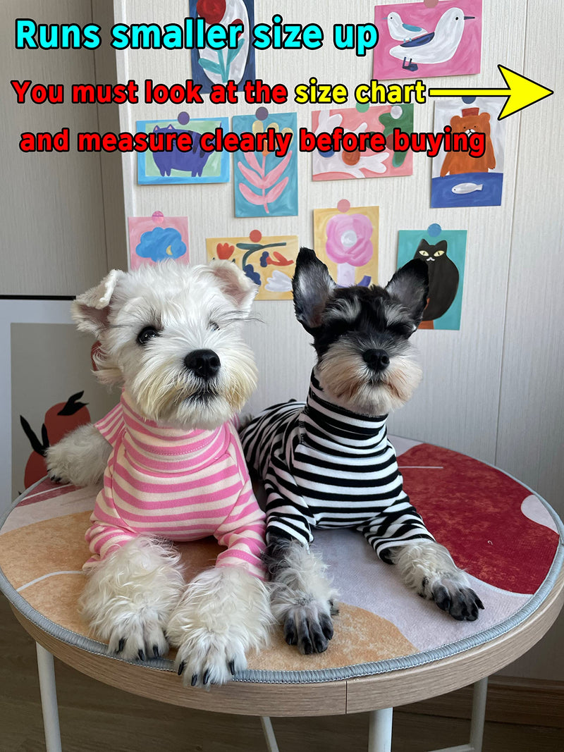 KILLUA Dog Shirt 100% Cotton Thick Warm High Collar Long Sleeve Elastic Striped Dog Clothes, Suitable for Autumn and Winter 2Pack (Black and pink) XX-Small - PawsPlanet Australia