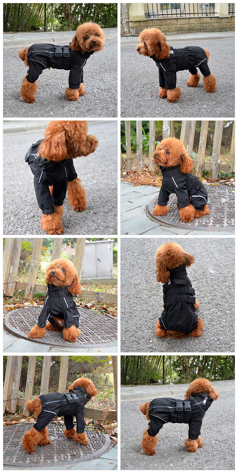 Dogs Waterproof Jacket, Lightweight Waterproof Jacket Reflective Safety Dog Raincoat Windproof Snow-proof Dog Vest for Small Medium Large Dogs Black XS XS (-5lbs) - PawsPlanet Australia