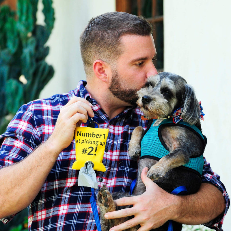 [Australia] - Party Poopers Dog Poop Bag Dispenser for Leash, Includes 4 Rolls of Dogipack Party Poopers Poop Bags I Lightweight Fabric and Machine Washable I Inside Sleeve to Hold Money or ID 