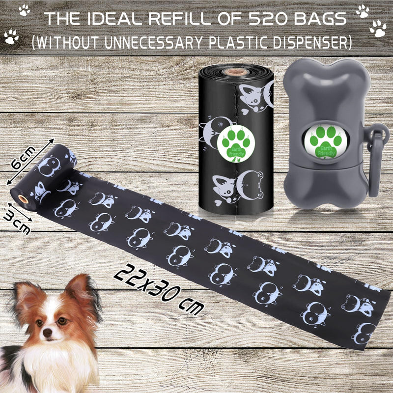 POWZOO dog waste bags 36 rolls (540 bags) with dispenser, waste bags, suitable for leaving the house, portable - black dog waste bags, with a light lemon scent. - PawsPlanet Australia