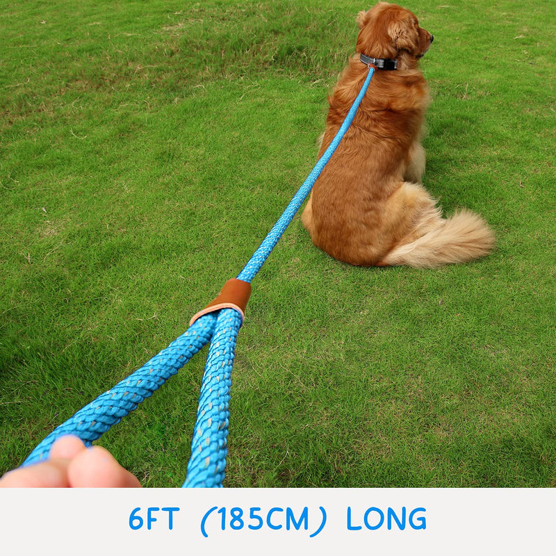 Dynmeow Dog Lead,1.85M Reflective Dog Lead Rope,12MM Thick Leash for Medium and Large Dogs from 10KG to 70KG,Aqua Blue 1.85M(Pack of 1) Aqua Blue - PawsPlanet Australia