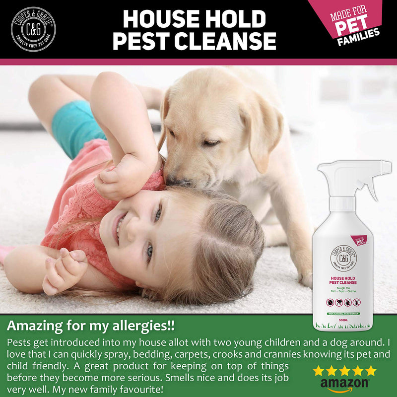 C&G Pets | HOUSE HOLD PEST CLEANSE 500ML | ELIMINATES FLEA BEDBUG MITE | 100% NATURAL & SAFE FOR ENVIRONMENT | PET & CHILDREN FRIENDLY | LONG-LASTING SPRAY | TOUGH ON DIRT DUST GRIME - PawsPlanet Australia