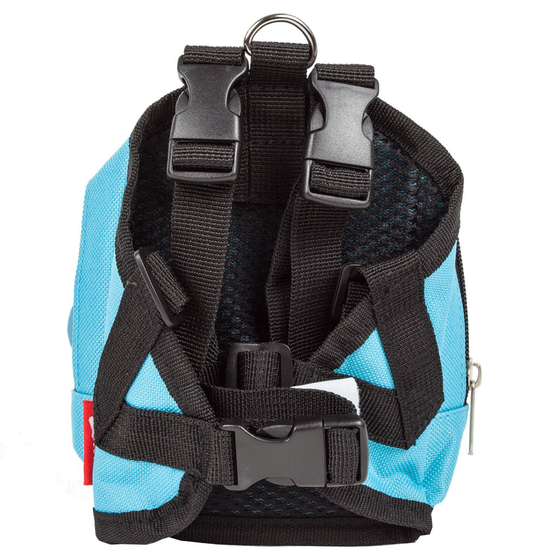 [Australia] - Pet Life 'Waggler Hobbler' Large-Pocketed Compartmental Animated Dog Harness Backpack Medium Blue 