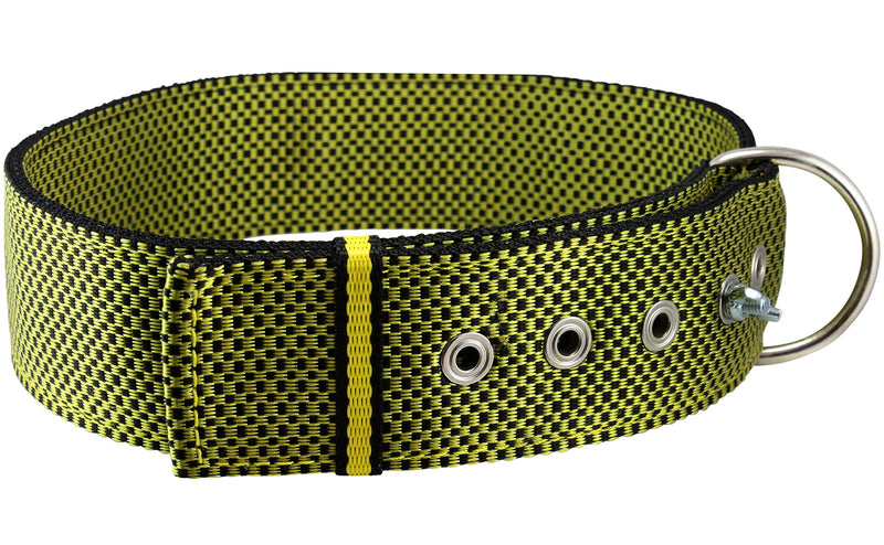 [Australia] - Bolted Heavy Duty Extra Wide Triple Layer Tie Out Dog Collar for XLarge Dogs 20"-24" Neck, 2" Wide Yellow 