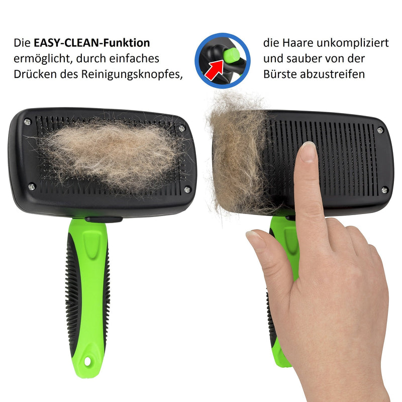 Golden Pets Self-cleaning dog brush & cat brush I Improved version I Suitable for short to long hair I Small - large animals I Quick cleaning I + care manual For small - medium animals - PawsPlanet Australia