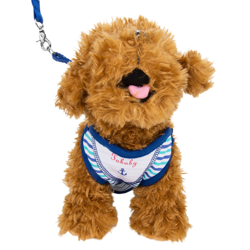 [Australia] - CueCue Pet Choke Free Stripped Harness and Leash Combo Set Large Blue Stripped 