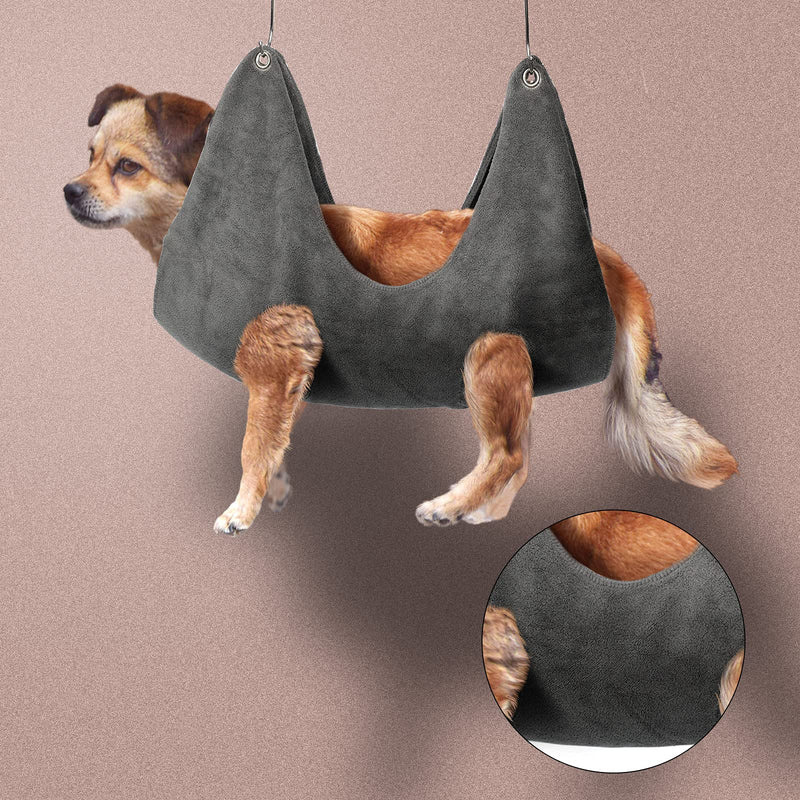 KINBOM 1PC Pet Hammock Helper Grey 2 in 1 Drying Towel Dog Cat Cleaning Grooming Hammock Restraint Bag for Pet Care Nail Cutting Bath Washing Beauty (M) - PawsPlanet Australia