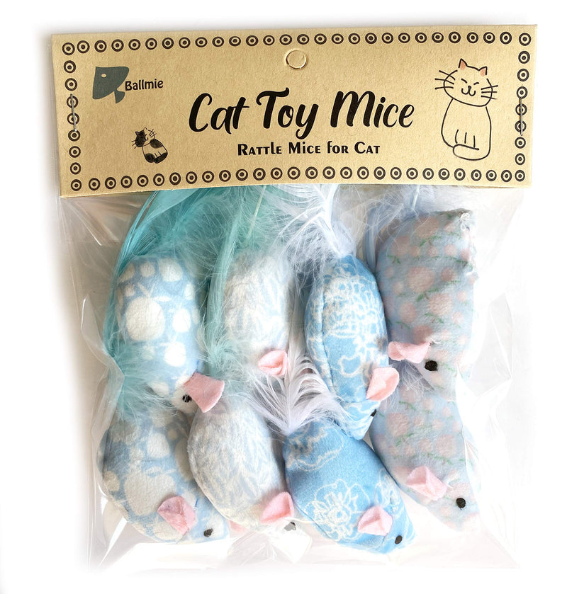 Ballmie Cat Toy Mice for Kitten Feather Bell mice Blue chew Toy pet Toy - PawsPlanet Australia
