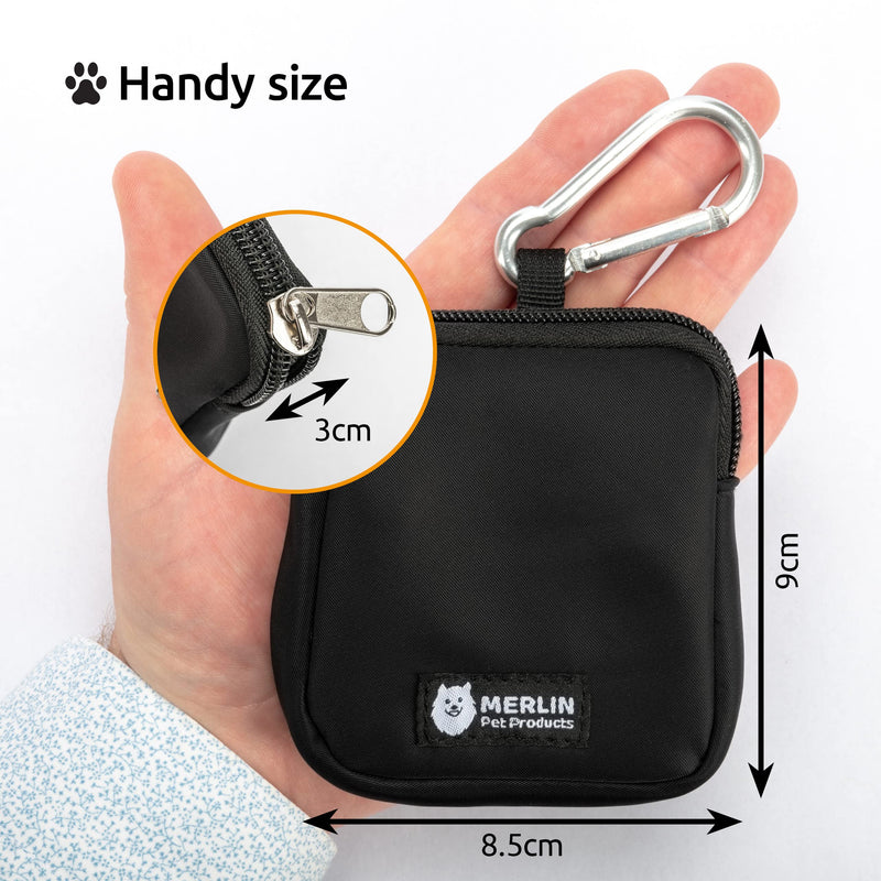 Merlin Pet Products Small Dog Treat Bag, Training Pouch Pocket Size Travel Walking Walk Treats Pouch, Bag For Lead Treats, (Black) Black - PawsPlanet Australia