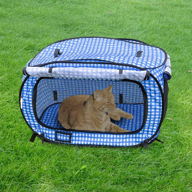 [Australia] - confote Indoor Outdoor Crate Pets, Collapsible Portable Cat Cage Kennel Large Blue 24"x16"x15" Portable Kennel Carrier and Feeding Kit Collection 