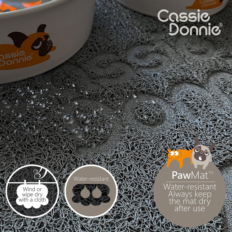 Cassie Donnie Dog and cat Feeding mat.Pet mat for Food and Water Bowls. Flexible Soft Non-Toxic Waterproof Rug. Non-Slip Back on Floor.Easy to Clean.Roll up to Store. - PawsPlanet Australia