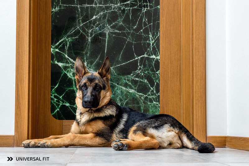 [Australia] - PETFECT Door Scratch Protector - Elegant Pet Guard Dog & Cat Scratching Stopper Shield w/Adhesive Strips | Large Universal Plastic Vinyl Wall & Furniture Protection Cover Green Marble 