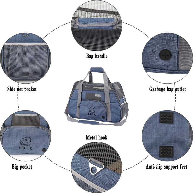 DAWOO Cat Carrier Airline-Approved Travel Pet Carrier,Dog Carrier,Suitable for Small and Medium-Sized Cats and Dogs(Denim Blue) Denim Blue - PawsPlanet Australia