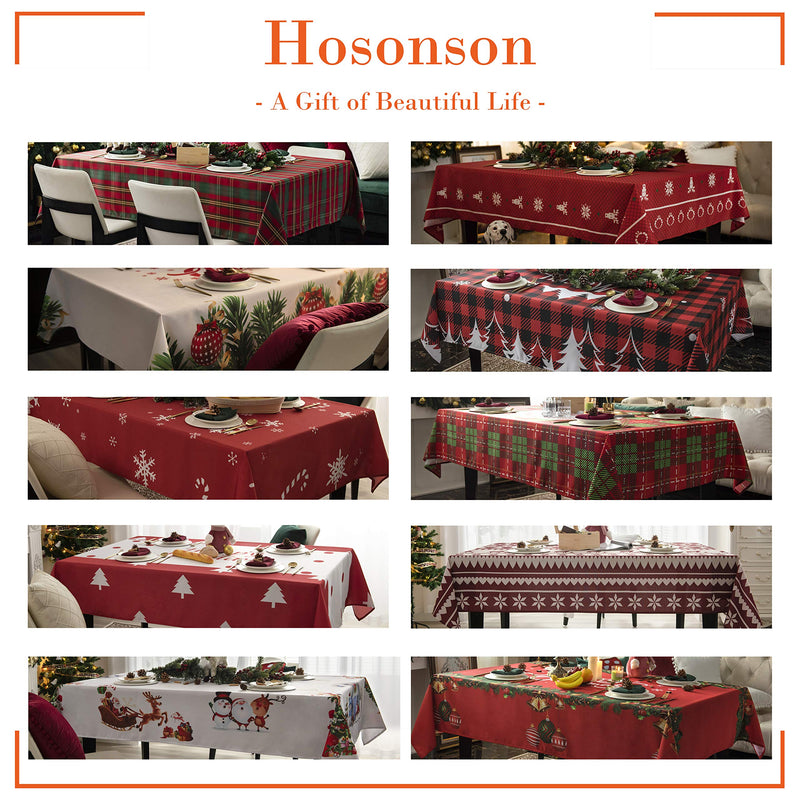 Hosonson Christmas Rectangle Table Cloth 60x84 inch - Waterproof Holiday Decoration Tablecloth - Reusable Wipable Fabric Table Linen Cover for Kitchen,  Indoor and Outdoor Red Black 60x84 inch - PawsPlanet Australia