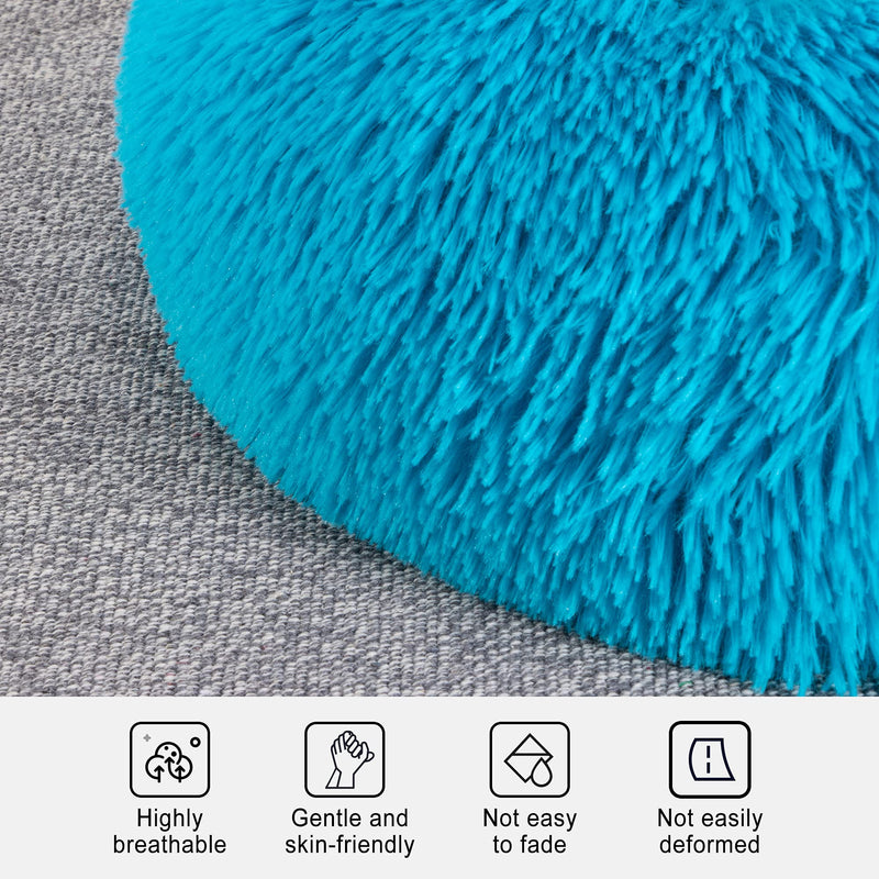 Gaidenly Modern Soft Plush Round Pet Bed for Cats Or Small Dogs, 20in Pet Bed with Fluffy Faux Fur for Anti Anxiety and Cozy, Super Soft Durable Fabric Pet Beds, Washable Luxury (20 X 20 Inch, Blue) - PawsPlanet Australia
