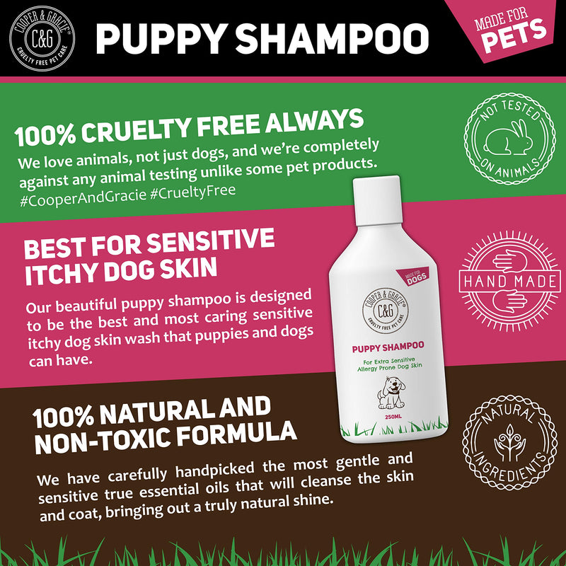 C&G Pets | PUPPY SHAMPOO 500ML | FOR SMELLY DOGS WITH ITCHY SENSITIVE SKIN | MEDICATED CONDITIONER PUPPY SAFE | EFFECTIVE FOR ALLERGY PRONE DOG SKIN | HEALTHY SHINY COAT | NATURAL ESSENTIAL OIL - PawsPlanet Australia