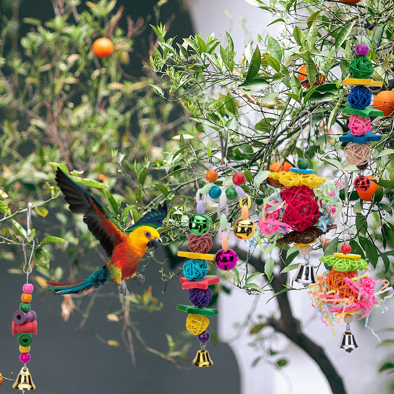 EBaokuup 10 Packs Bird Swing Chewing Toys- Parrot Hammock Bell Toys Parrot Cage Toy Bird Perch with Wood Beads Hanging for Small Parakeets, Cockatiels, Conures, Finches,Budgie,Parrots, Love Birds - PawsPlanet Australia