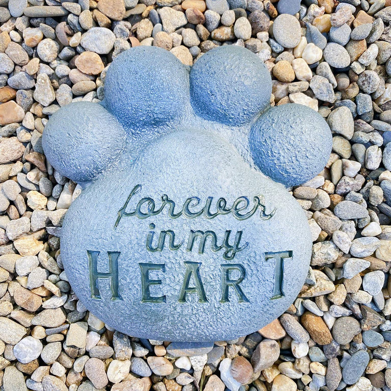 AuldHome Paw Print Memorial Stone; Pet Dog Bereavement Gift Yard Decor - PawsPlanet Australia