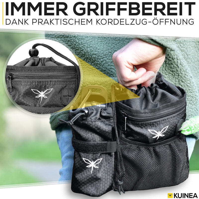 KUINEA treat bag for dogs to hang around the shoulder - practical dog treat bag - 4 carrying options - dog treat bag with poop bag dispenser - removable inner bag - robust and durable - PawsPlanet Australia