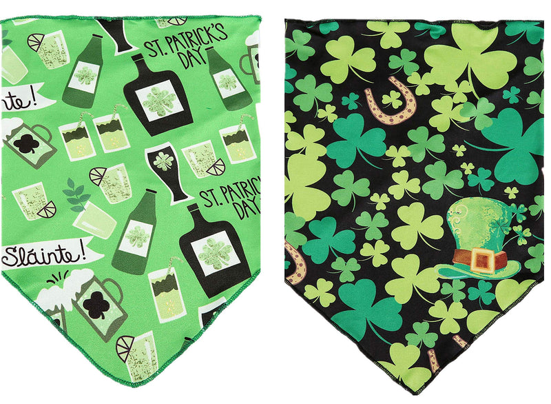 [Australia] - BoomBone 2 Pack St Patricks Day Dog Bandana,Triangle Bibs Pet Scarf for Medium to Large Dogs L 