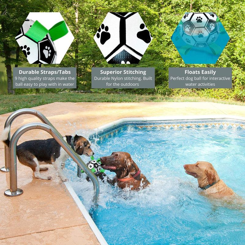 Dog Toys - Dog Football with Straps for Interactive Fetch & Tug Games. Durable Dog Ball Toy for Water, Garden & Outdoors Green - PawsPlanet Australia