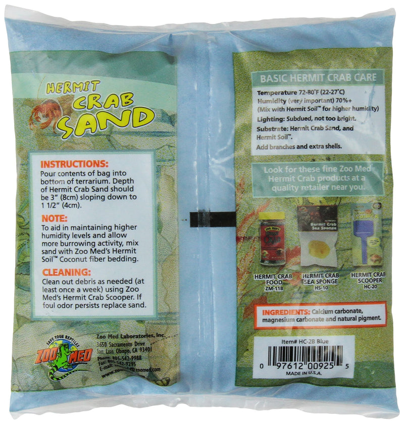Zoo Med Hermit Crab Calcium Sand Substrate, 2 Pounds Blue - PawsPlanet Australia
